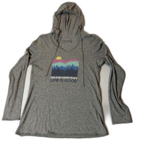 Life is Good Lightweight Women Hoodie Size Small 100% cotton Happy Place